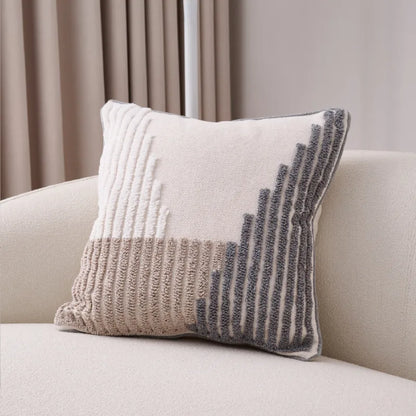Kissenbezug 45x45 cm – Linienstruktur in Beige und Grau