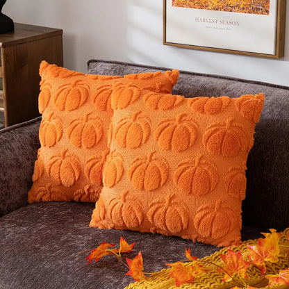 Kissenbezug 45x45 cm – Sofakissenhülle mit Kürbis-Muster aus Polyester