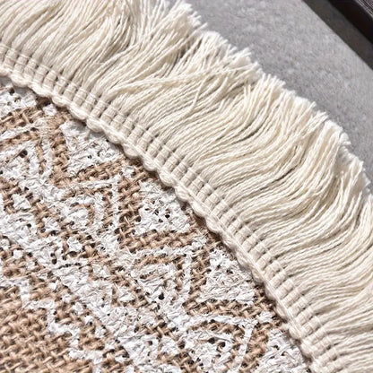 Tischsets Jute 4er Set rund – Boho Platzsets mit Fransen