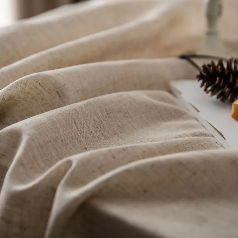 Tischdecke mit Fransen – Naturfarbener Leinenlook