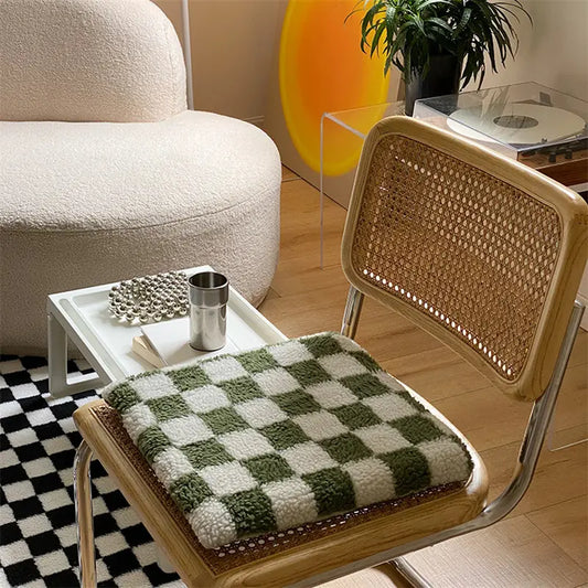 Sitzkissen 40x40 cm – Kariertes Stuhlkissen mit Memory-Schaum