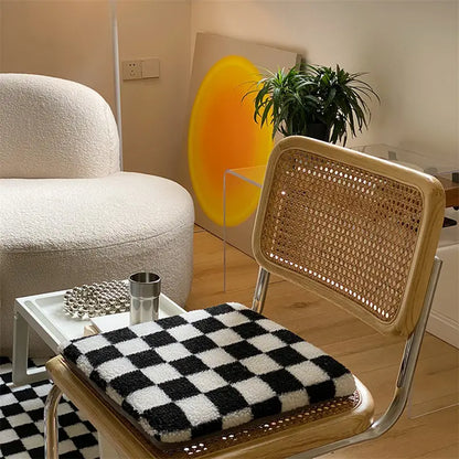 Sitzkissen 40x40 cm – Kariertes Stuhlkissen mit Memory-Schaum