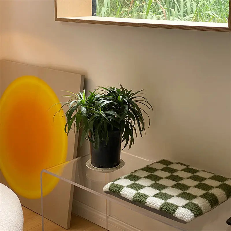 Sitzkissen 40x40 cm – Kariertes Stuhlkissen mit Memory-Schaum