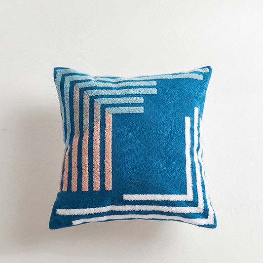 Kissenbezug 45x45 cm – Strukturmuster in Blau mit Akzenten