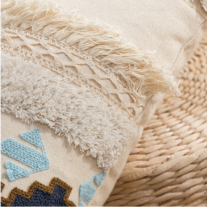 Kissenbezug 45x45 cm – Bestickt mit Fransen und Ethno-Muster