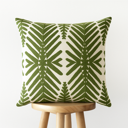 Kissenbezug 45x45 cm – Baumwolle mit grünem Blätter-Design