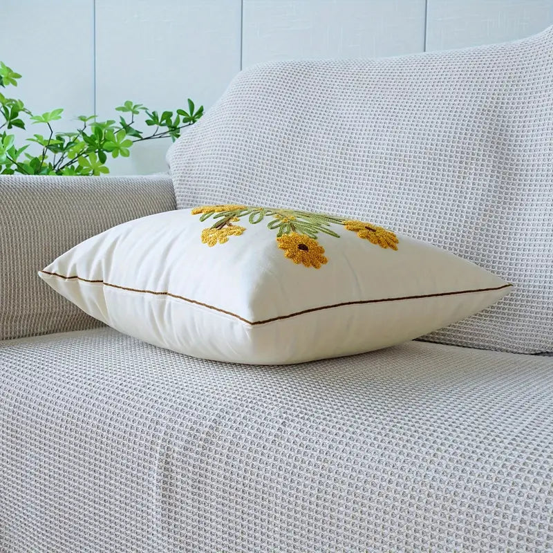 Kissenbezug Stickerei Blumen 45x45 cm aus Polyester