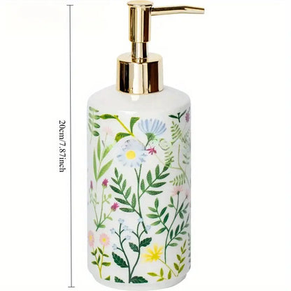 Seifenspender Keramik 430ml – Blumen-Design, nachfüllbar