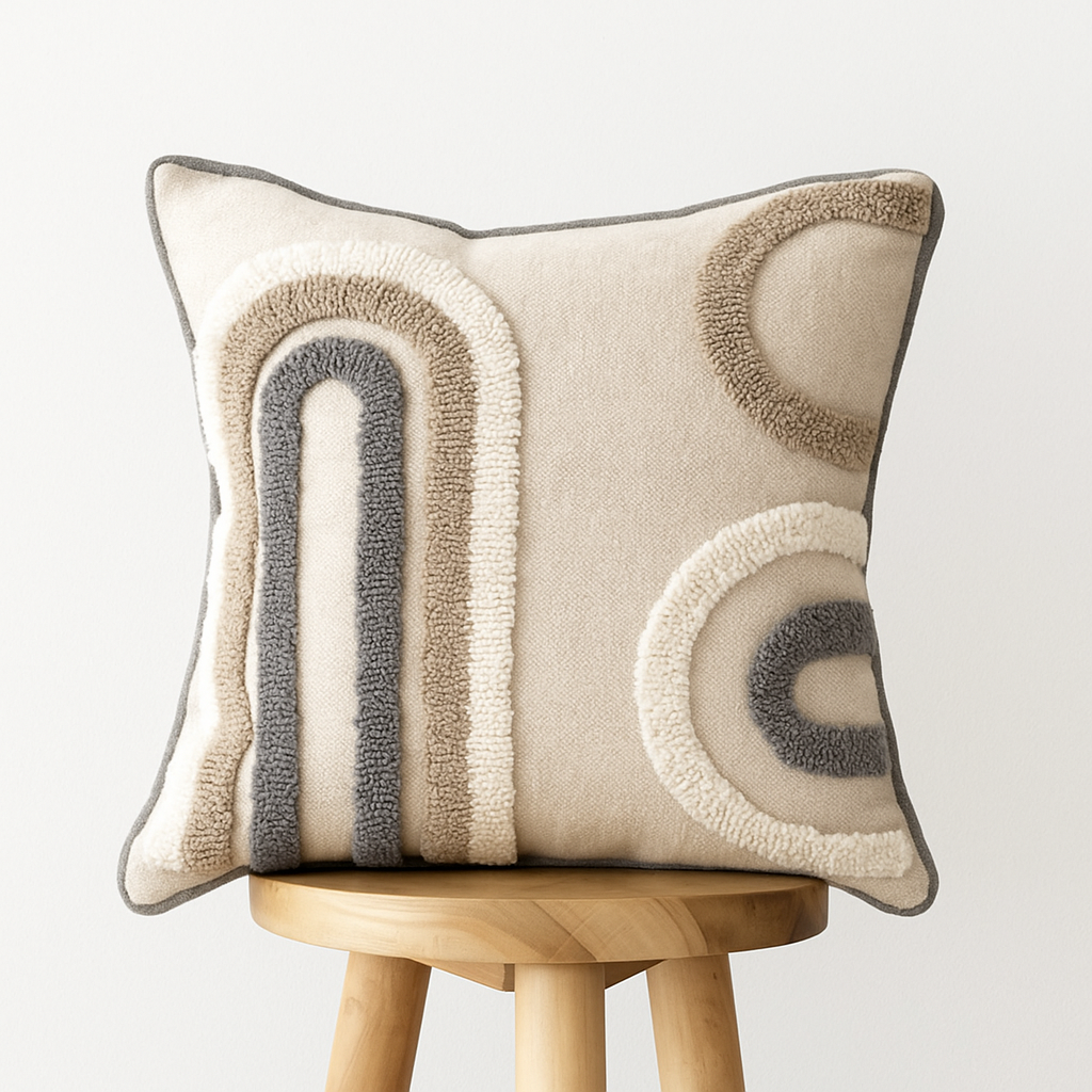 Kissenbezug 45x45 cm – Strukturmuster in Beige und Grau
