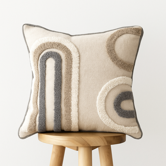 Kissenbezug 45x45 cm – Strukturmuster in Beige und Grau