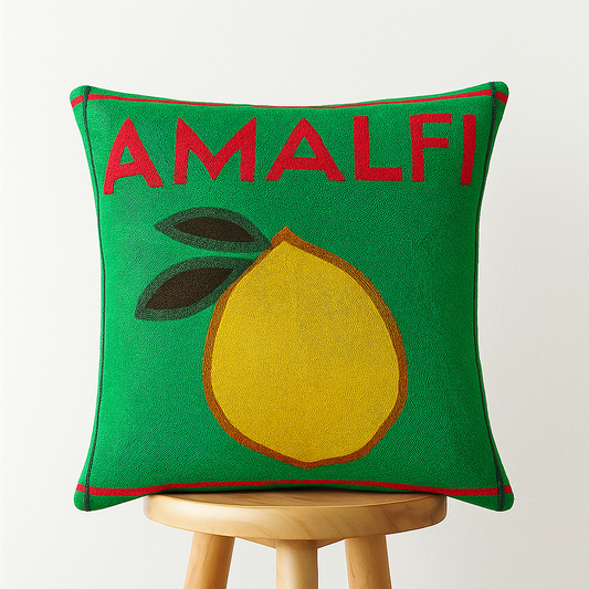 Kissenbezug 45x45 cm – Amalfi Design mit Zitrone in Grün