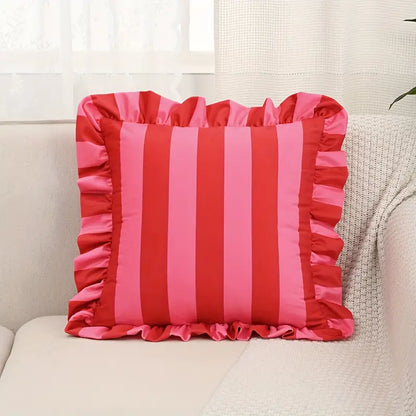 Kissenbezug 45x45 cm gestreift mit Rüschen