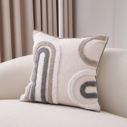 Kissenbezug 45x45 cm – Strukturmuster in Beige und Grau