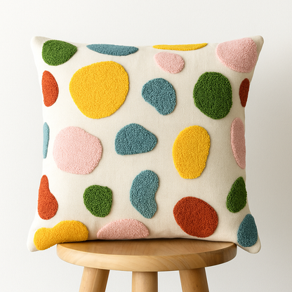 Kissenbezug 45x45 cm – Bunte Tupfen aus Baumwoll-Leinen-Mix