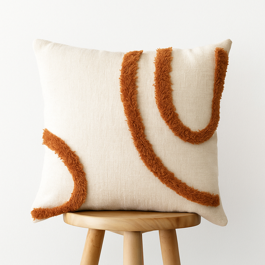 Kissenbezug 45x45 Creme-Orange Teddy Plüsch