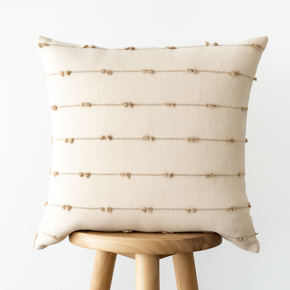 Kissenbezug 45x45 cm – Strukturstickerei auf Naturstoff