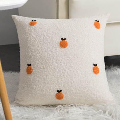 Kissenbezug 45x45 cm – Weiß mit gesticktem Orangenmotiv