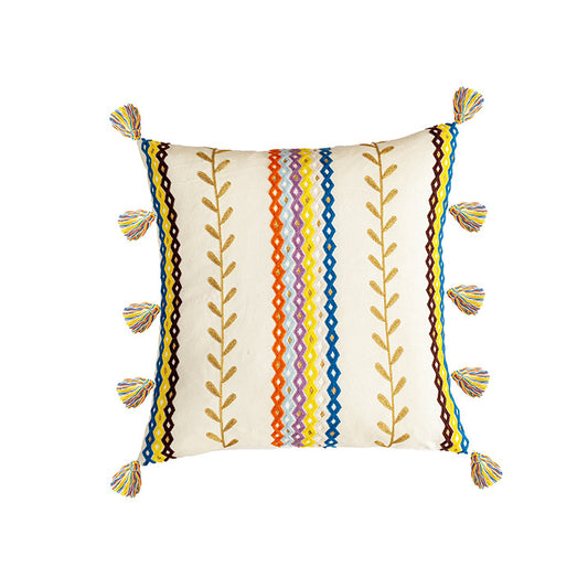 Boho Kissenbezug 45x45 & 30x50 cm – Bunt bestickt mit Quasten