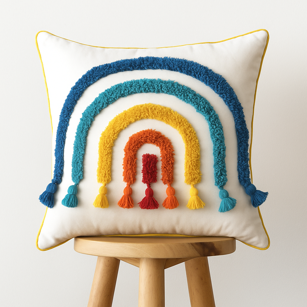 Kissenbezug 45x45 cm – Buntes Boho-Design mit Fransen