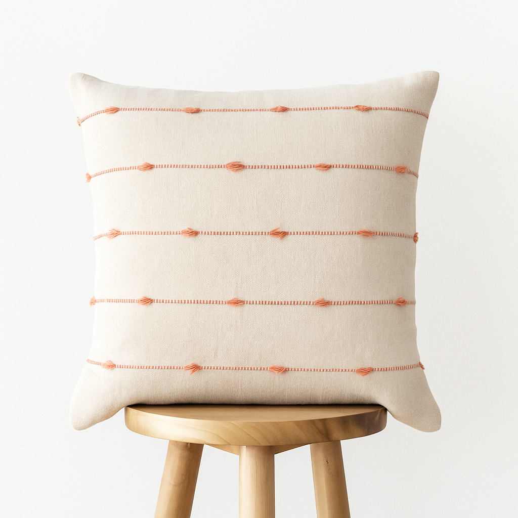 Kissenbezug 45x45 cm – Strukturstickerei auf Naturstoff