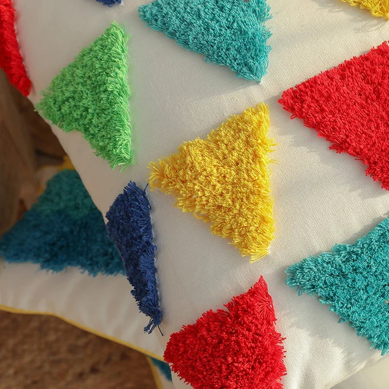Kissenbezug 45x45 cm – Buntes Boho-Design mit Fransen