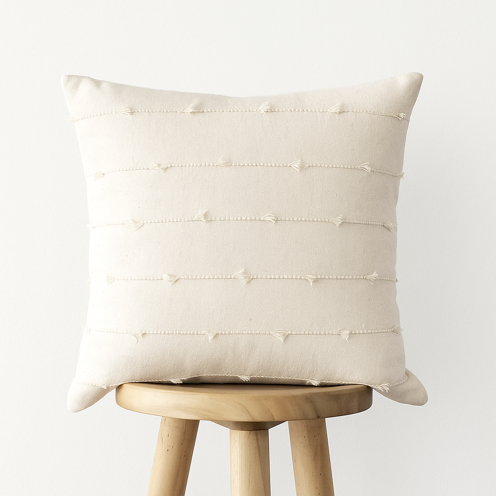 Kissenbezug 45x45 cm – Strukturstickerei auf Naturstoff