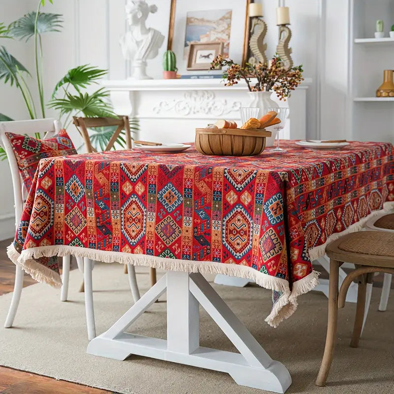 Tischdecke Ethno mit Fransen