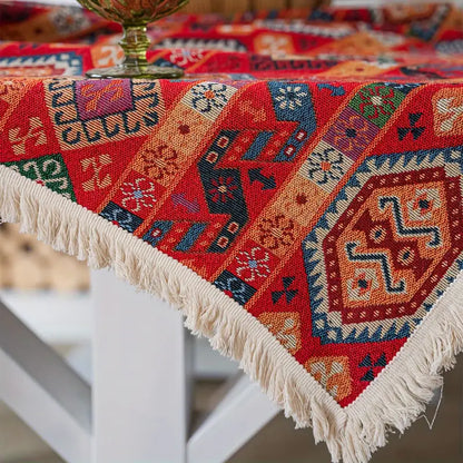 Tischdecke Ethno mit Fransen