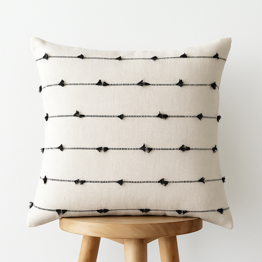 Kissenbezug 45x45 cm – Strukturstickerei auf Naturstoff