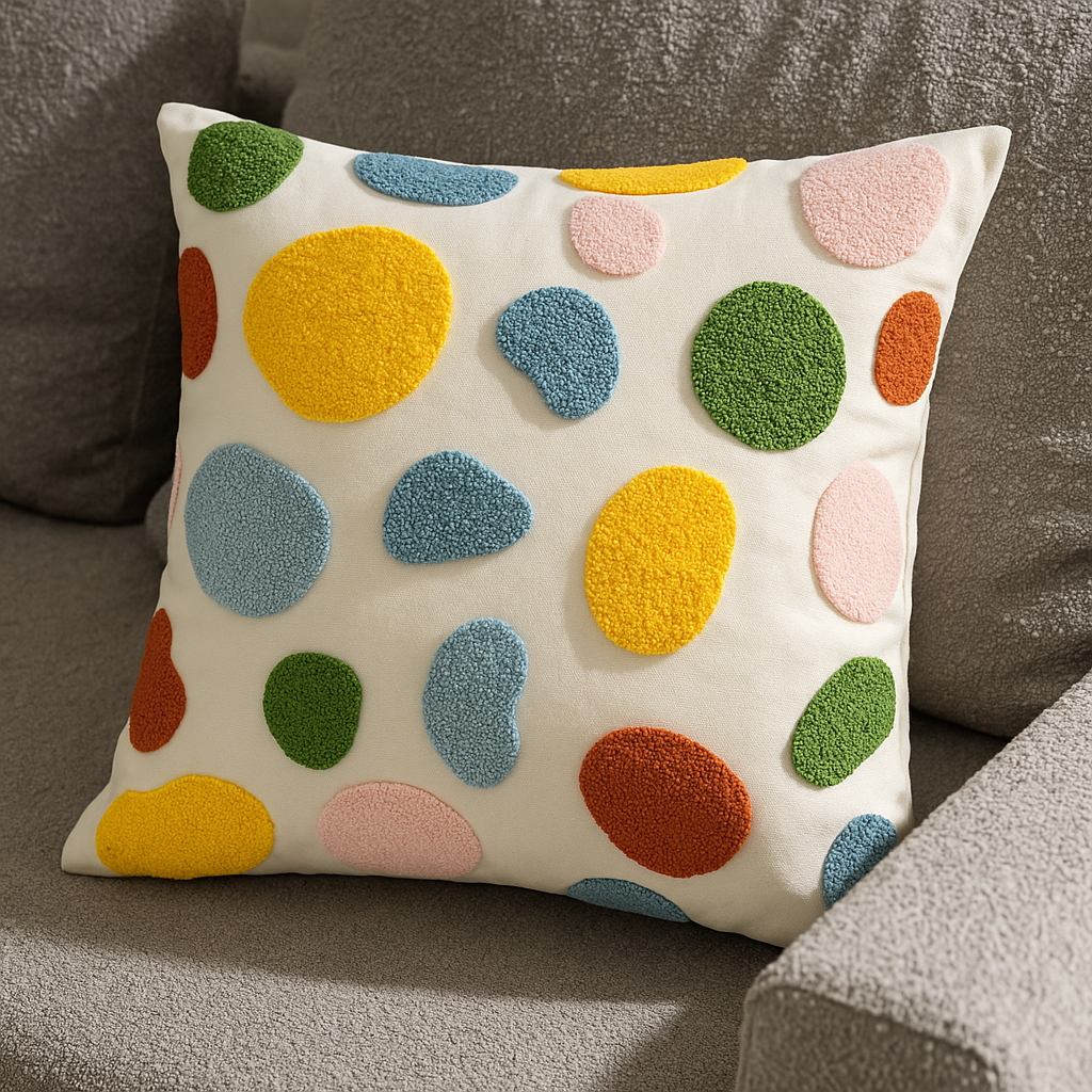 Kissenbezug 45x45 cm – Bunte Tupfen aus Baumwoll-Leinen-Mix