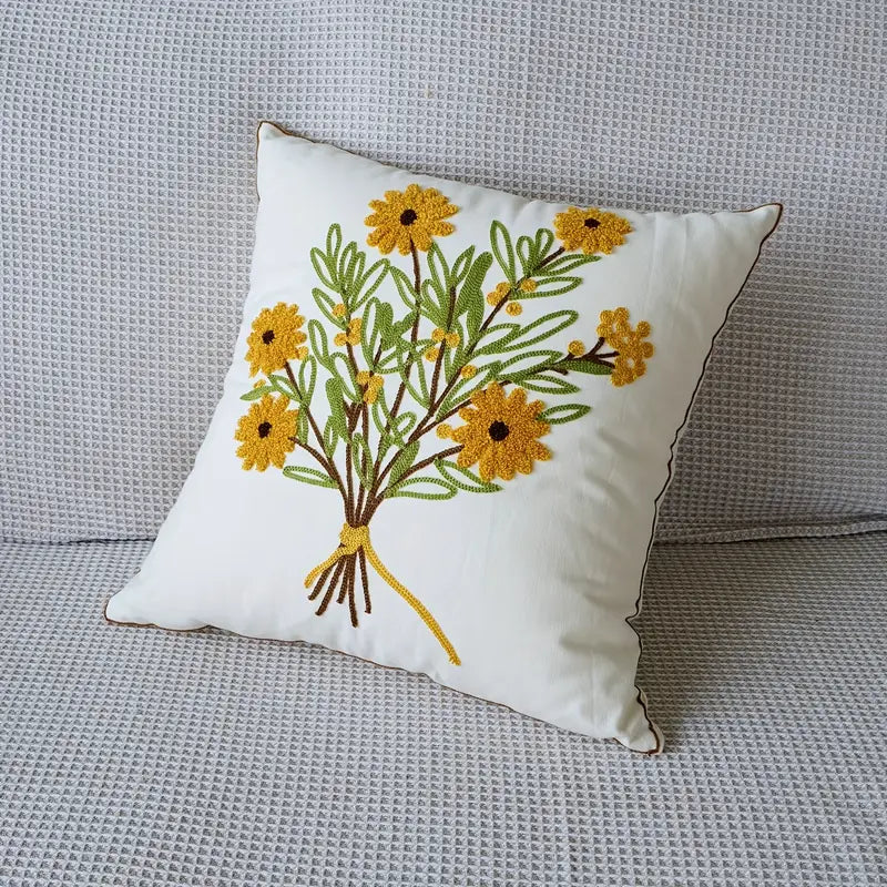 Kissenbezug Stickerei Blumen 45x45 cm aus Polyester