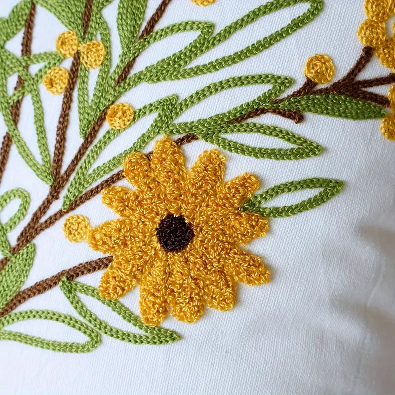 Kissenbezug Stickerei Blumen 45x45 cm aus Polyester