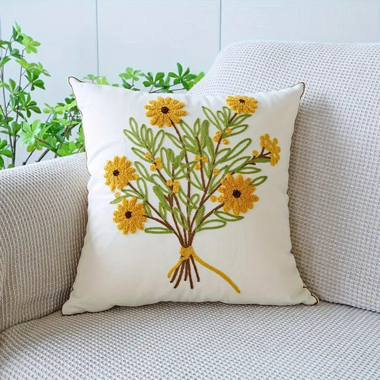 Kissenbezug Stickerei Blumen 45x45 cm aus Polyester