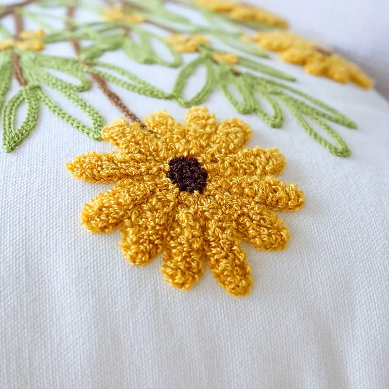 Kissenbezug Stickerei Blumen 45x45 cm aus Polyester