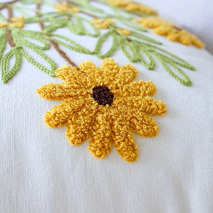 Kissenbezug Stickerei Blumen 45x45 cm aus Polyester
