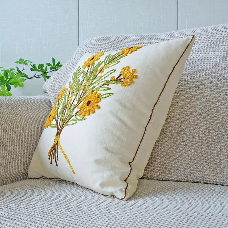 Kissenbezug Stickerei Blumen 45x45 cm aus Polyester