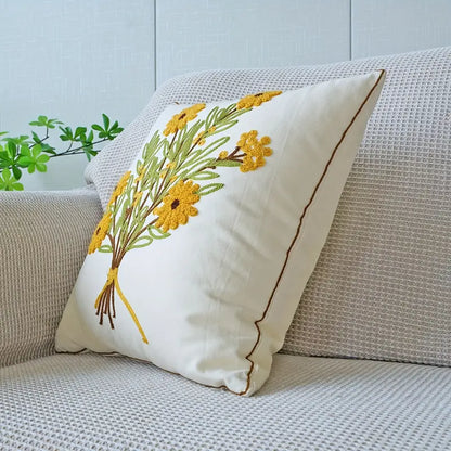 Kissenbezug Stickerei Blumen 45x45 cm aus Polyester