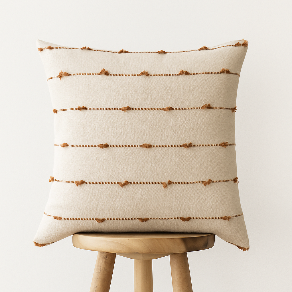 Kissenbezug 45x45 cm – Strukturstickerei auf Naturstoff