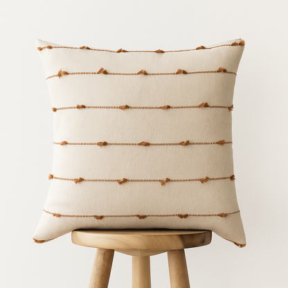 Kissenbezug 45x45 cm – Strukturstickerei auf Naturstoff