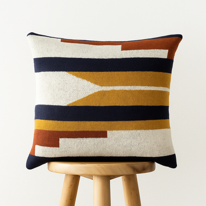 Geometrischer Kissenbezug 45x45 cm – Baumwolle in Rost und Senfgelb