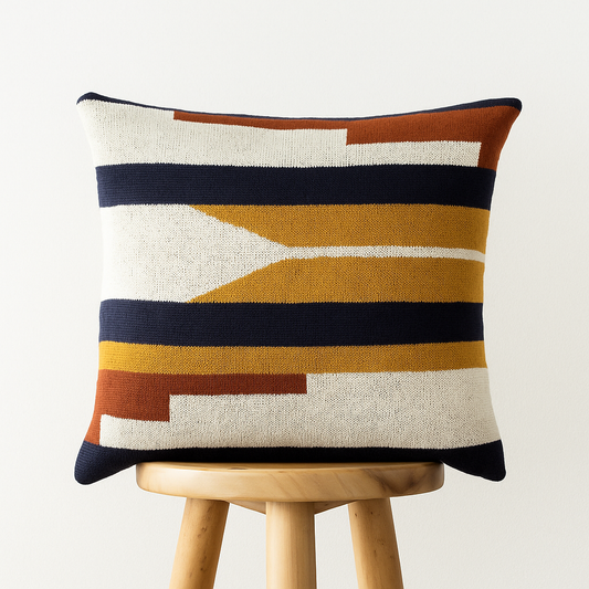 Geometrischer Kissenbezug 45x45 cm – Baumwolle in Rost und Senfgelb
